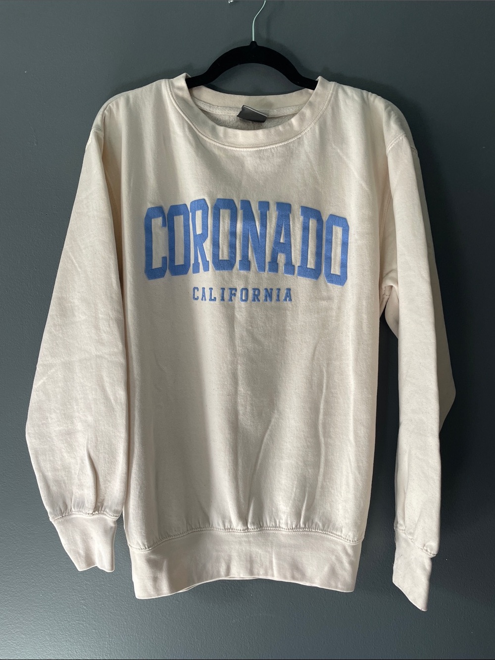 MV Sport Cream Crewneck Sweater with Blue Coronado California Print